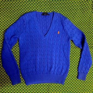 Polo by Ralph Lauren Blue cableknit Sweater XL preppy academia